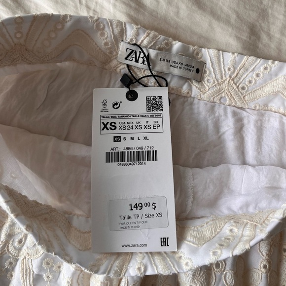 NWT Zara Cream Eyelet Embroidered Maxi Skirt XS - Picture 7 of 16